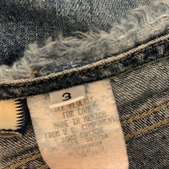 Y2K VTG Paris Blues Low Rise Jean Flare Fray No Waistband Light Medium Wash 2000 - Picture 14 of 15